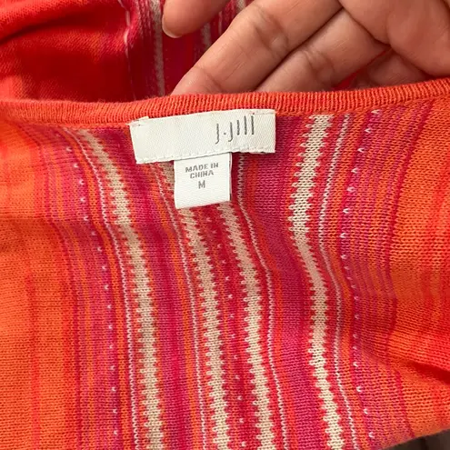 J Jill Striped Open Front Cardigan Sweater Size M Pink Size M