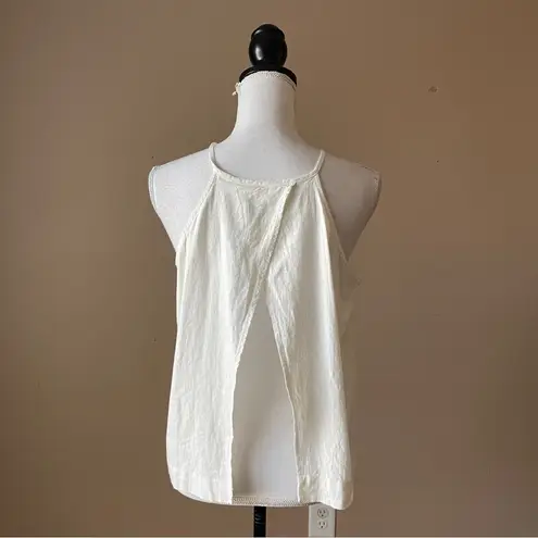 THREAD & SUPPLY | White Linen Blend Split Back Top Sz S