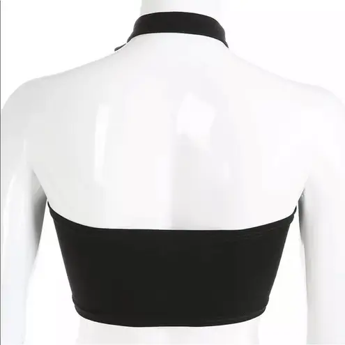 Punk Gothic Sexy Halter Choker Black Crop Top Size undefined