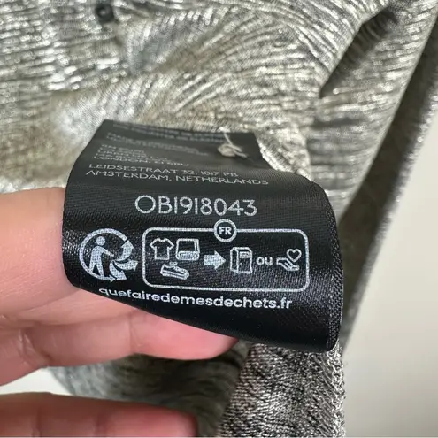 Anthropologie NEW  Pilcro Andie Ribbed Henley Top Womens L Shiny Metallic Shirt