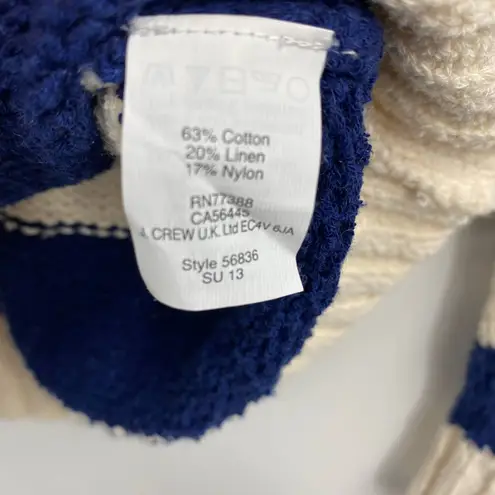 J Crew 56836 Twisted Stitch Stripe Pullover Sweater Navy Ivory Size S Blue