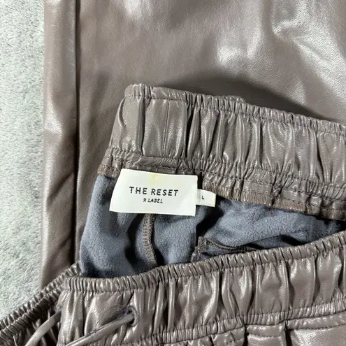 The Reset R Label Vegan Leather Jogger Pants Moto Edgy Downtown Quiet Luxury Brown Size L - Image 4