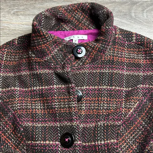 CAbi Plaid Wool Blend Plaid Tweed Vest Size Medium