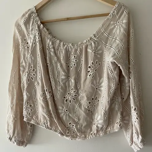 The Impeccable Pig Boho Long Sleeve Flowy Floral Embroidered Blouse