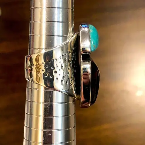 Krass&co JAY KING Desert Rose Trading Turquoise Amber Sterling Silver Ring 8-3/4