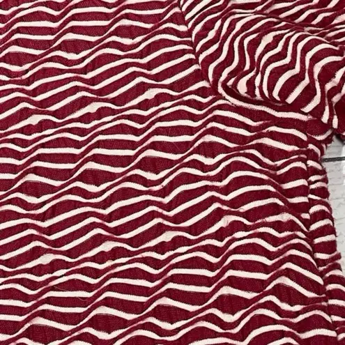 Maeve Anthropologie Size Small Burgundy Red White Wavy Stripe Dress