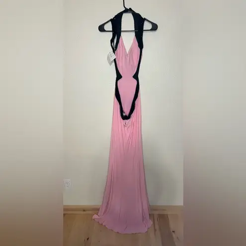 Mac Duggal Cassandra Stone by 40422A ice pink black jersey prom dress NEW 2