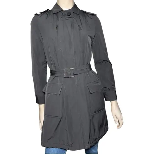 Armani Collezioni Women’s Size 2 Black Insulated 3/4 Belted Trench Coat Jacket