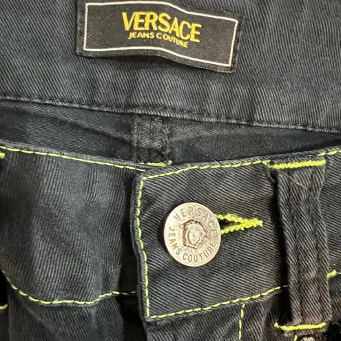 Versace Jeans Couture Vintage Wide Cuff Cropped Arrow Stitch Size 0 US (36 IT) Blue