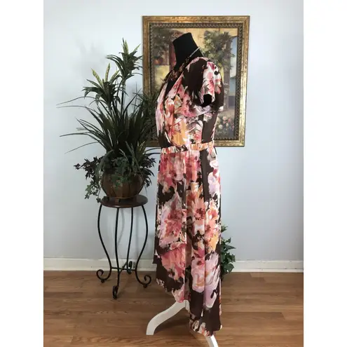 Sangria Women Size 12 Fluter Sleeve High And Low Wrap Dress Cottage Core Peasant