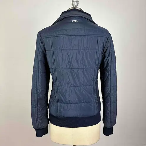 Moods Of Norway Navy Zip Up Puffer Jacket Size Medium Blue