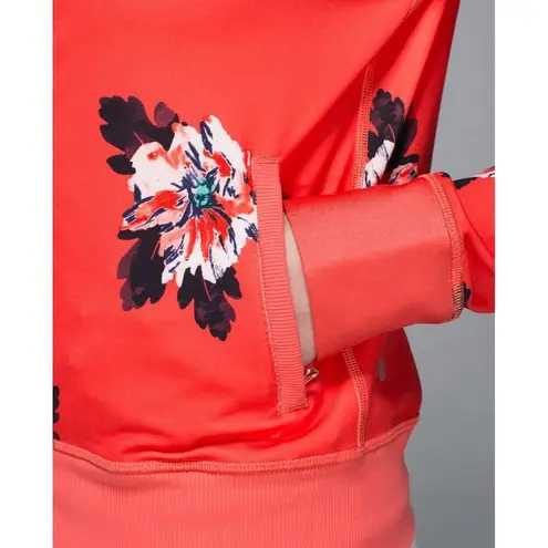 Lululemon Namaskar Hoodie Sweater Atomic Flower Parfait Orange Size 6 Full Zip