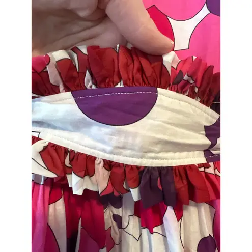 CeliaB Obsidiana Ruffle Puff Sleeve Mini Dress XS Pink Red Floral NWT White