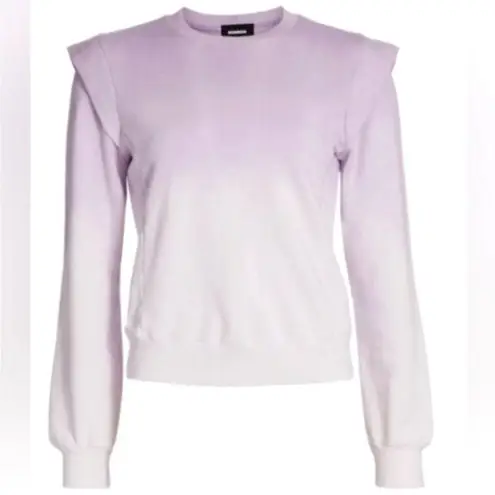 MONROW Revolve Purple Ombre Sweatshirt Top Ruffle Shoulder Cotton Size Large New