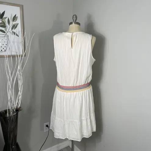 Eyeshadow  Women's Sleeveless Lined Knee Length Gauzy Dress Smocked Size XL Beige