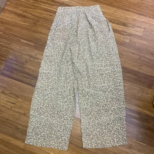 Ellen Tracy  Silk Wide Leg Pants Womens Size 8 High‎ Waist Patterned Trousers VTG