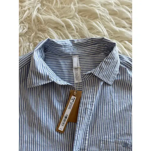 SKIMS Cotton Poplin Oversized Sleep Top Cadet Stripe Size Small - Image 4