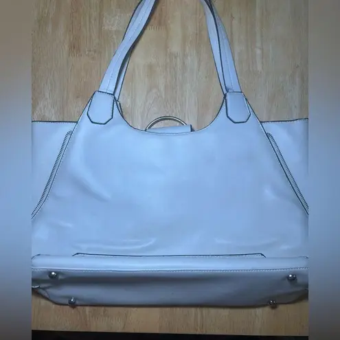 BCBG White/Ivory/Cream Handbag Purse Faux Leather Tote Shoulder Bag White