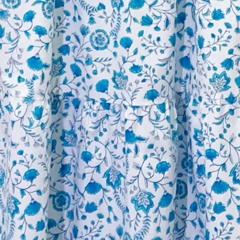 Draper James Cotton Poplin Ruffle Sleeve Sundress Blue White Paisley Size Small