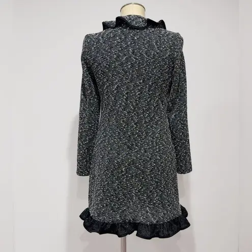 Joseph Ribkoff Womens Black & White Textured Long Sleeve Ruffled Cardigan Size 4