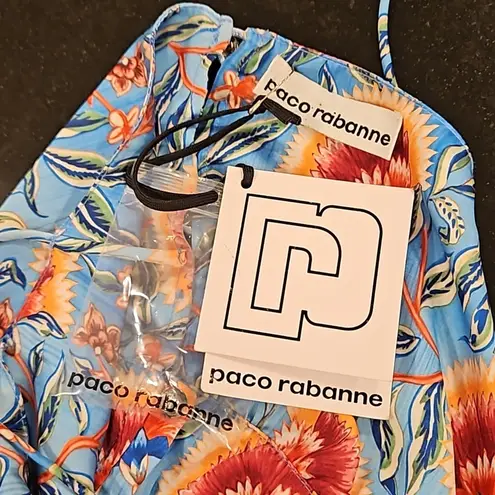 đź’•PACO RABANNEđź’• Floral Halterneck Maxi Dress Blue Indian Flower Print EU 46 NWT Size undefined