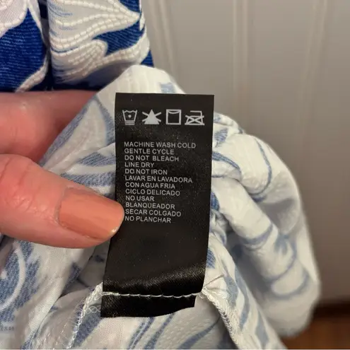 Perceptions A-Line Sleeveless Formal Women’s White & Blue Midi Dress Size Medium