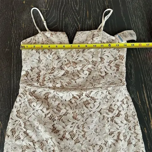 Lulus White Crochet Lace Bodycon Midi Dress M Adjustable Straps Front Slit Size M