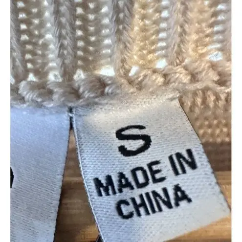 Grace & Karma Sweater WOMENS SMALL Beige Cream Tan NEW Fringe Chunky Knit