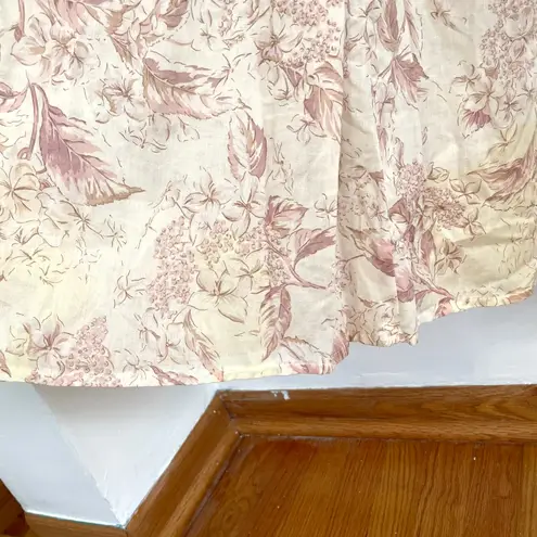 Laura Ashley VINTAGE VTG Cream Beige Pink Floral Cottagecore Midi Tea Dress 12