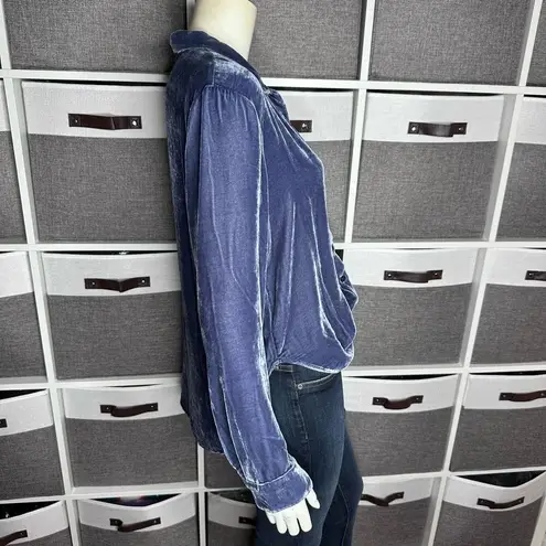 Bella Dahl Clean Long Sleeve Shirt Nordic Blue Velvet Size Small