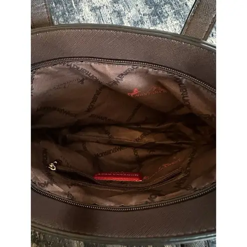 Montana West Brown Vinyl Small Satchel Bag Gold Western Crossbody Designer NWOT