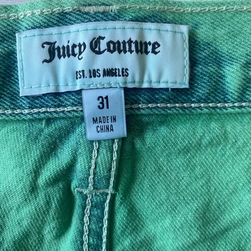 Juicy Couture  Green Tie Dye Cut Off Soft Denim Western Short Size 31 100% Cotton