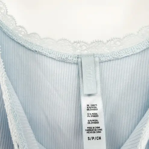 SKIMS Womens Coquette Soft Lounge Ribbed Lace Trim Cami Celeste Tank Size S