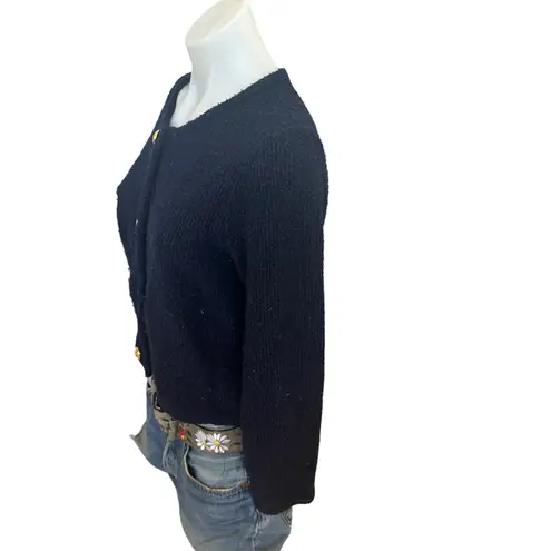 Derek Lam Blue Cardigan Sweater MEDIUM Preppy Blazer Sparkle Work Designer $270