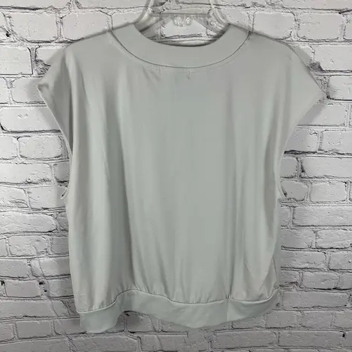 Banana Republic Factory Top Crepe Fabric Faux Wrap Banded Hem Gray Grey XL