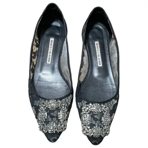 Manolo Blahnik Sheer Lace Hangisi Flats