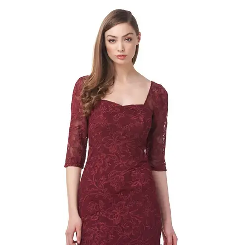 JS Collections Elle Sweetheart Tea Length Dress Women's 10 Burgundy Midi NWOT - Image 10