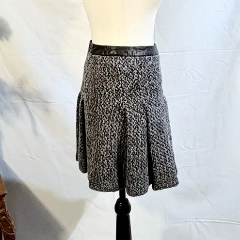 Rag and Bone  Kendal Wool Cashmere Blend Pleated Skirt Leather Waist Trim Size 0🧡