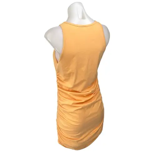 Aritzia  TNA Women's Orange Ruched Tie Sleeveless Cami Mini Bodycon Tank Dress L