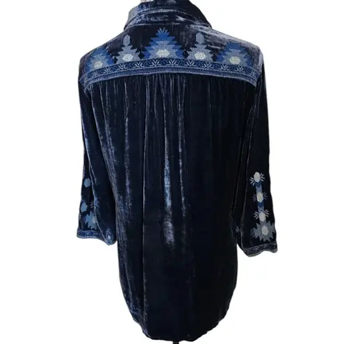 Johnny Was heavily embroidered velvet Naomi smoked shirt/jacket NWT