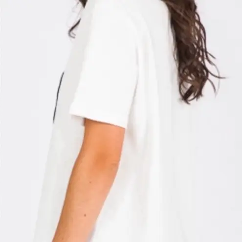 Newbury Kustom White Black Cropped S/S Smiley Face Tee Medium New NWT