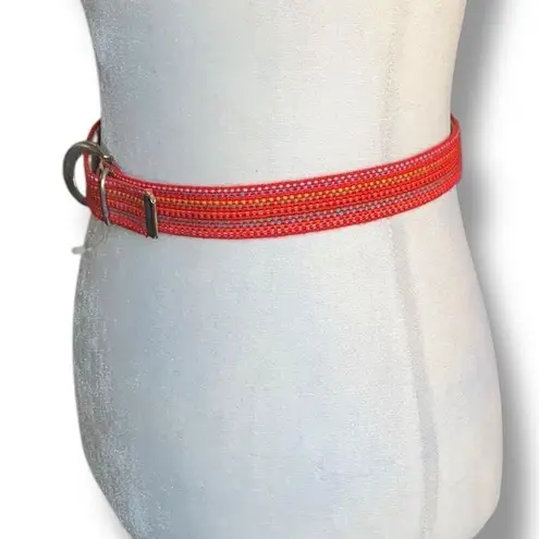 Vintage Kandell & Marcus Cherry Red Multicolor Rainbow Woven Belt Statement