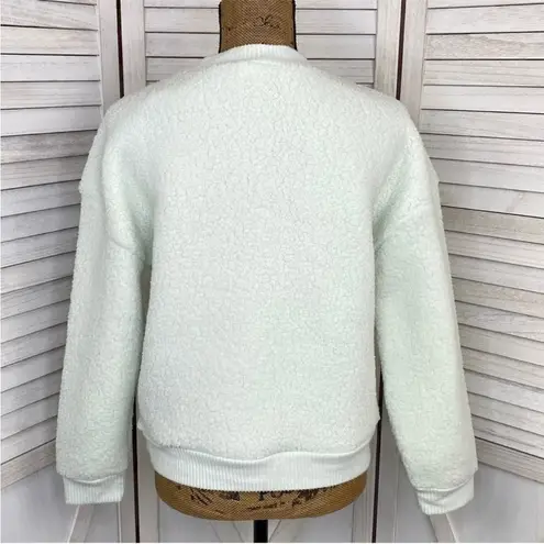 a.n.a . A New Approach Faux Sherpa Henley Pullover Sweatshirt Mint‎ Green Small