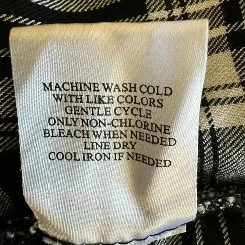 Como vintage Tunic Top Black White Button Down Baby Doll Long Sleeve SZ L #2275