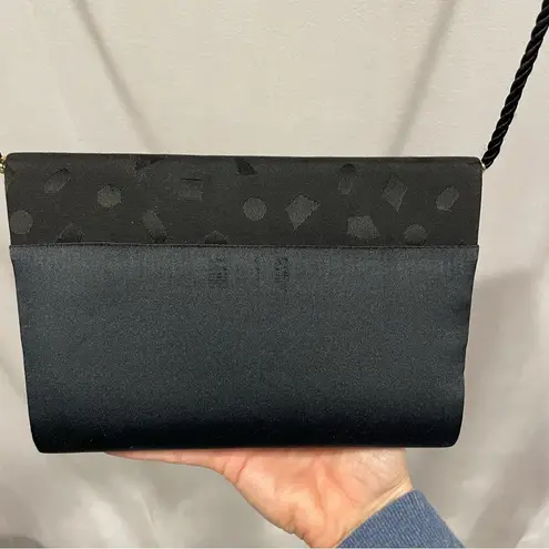 Whiting & Davis Vintage 70’s-80’s Saks Fifth Ave black silk geometric envelope crossbody bag