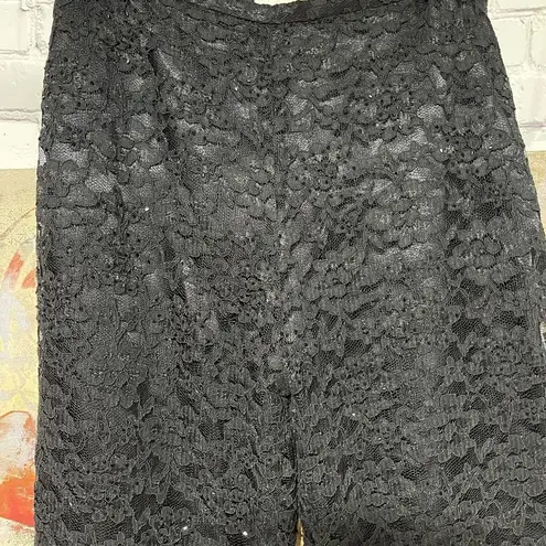 Petite Sophisticate Vintage Black Lace Flare Lined Trousers Si Fabulous