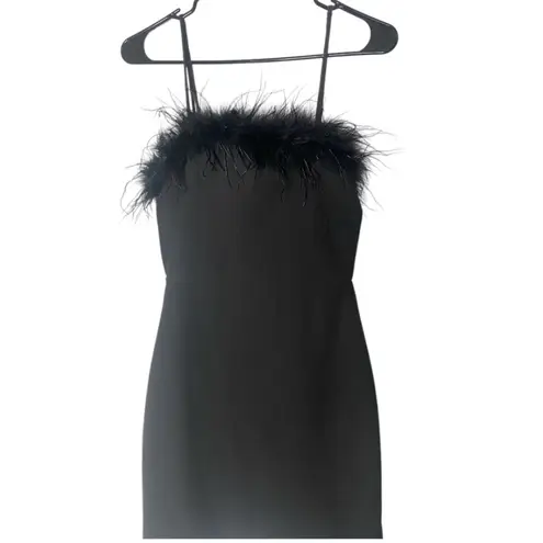 Edikted Black Feather Trim Mini Dress
XS (NWOT)