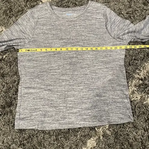 Womens Basic Editions Size Large Navy Gray Stripe Long Sleeve Tshirt Tunic Blue