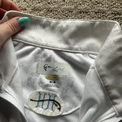 Greg Norman Womens Size Medium M Golf Polo Shirt Top White 1/4 Zip Outdoor