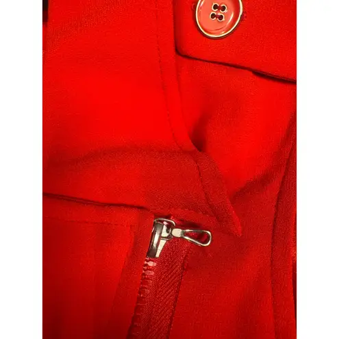 Carlisle Red Sleeveless Dress Pleated Midi Dress Zipper Pockets Size 6 Career